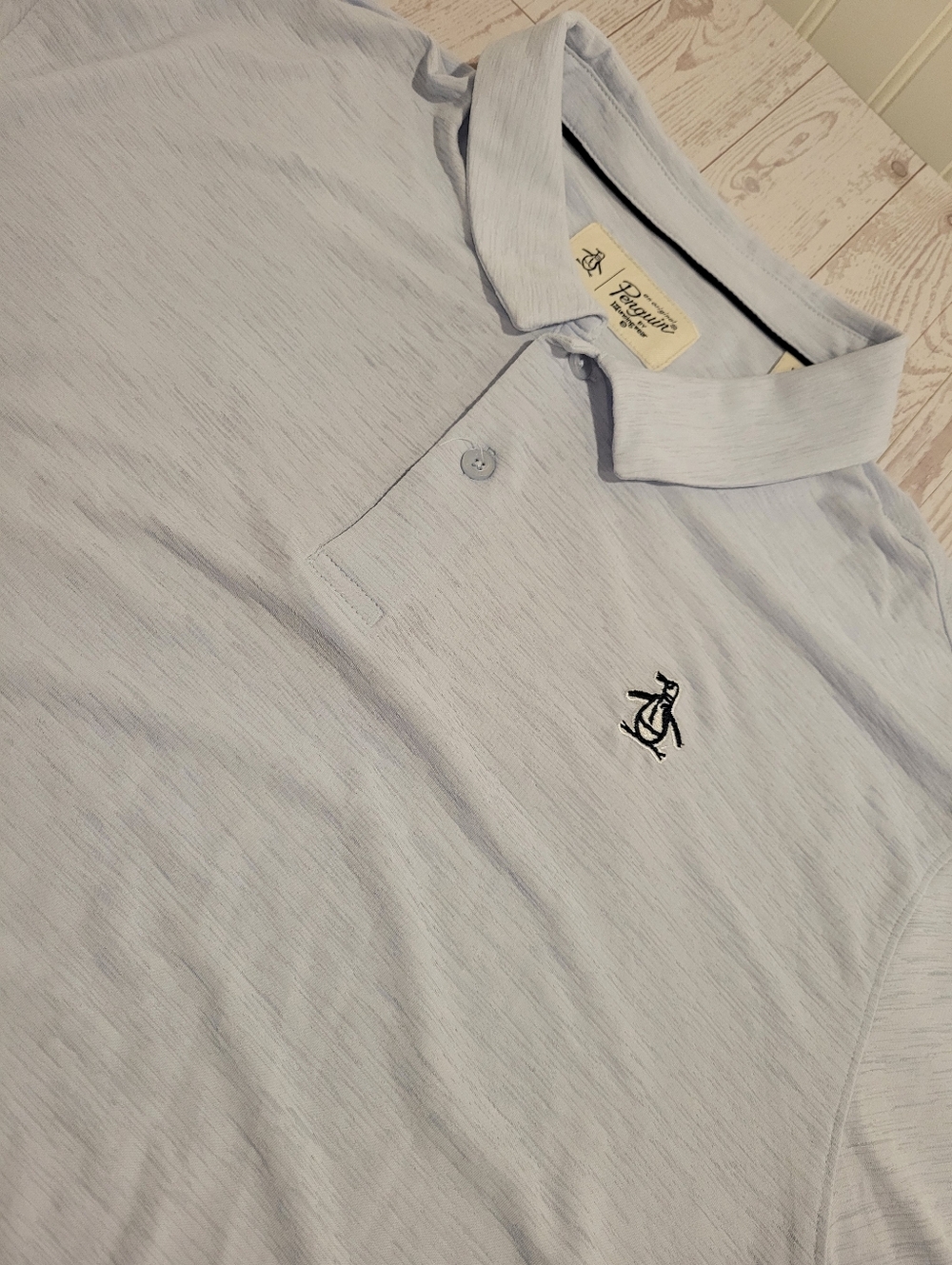 Original Penguin Munsingwear Men's XL Heritage Slim Fit Polo Heather Light Blue